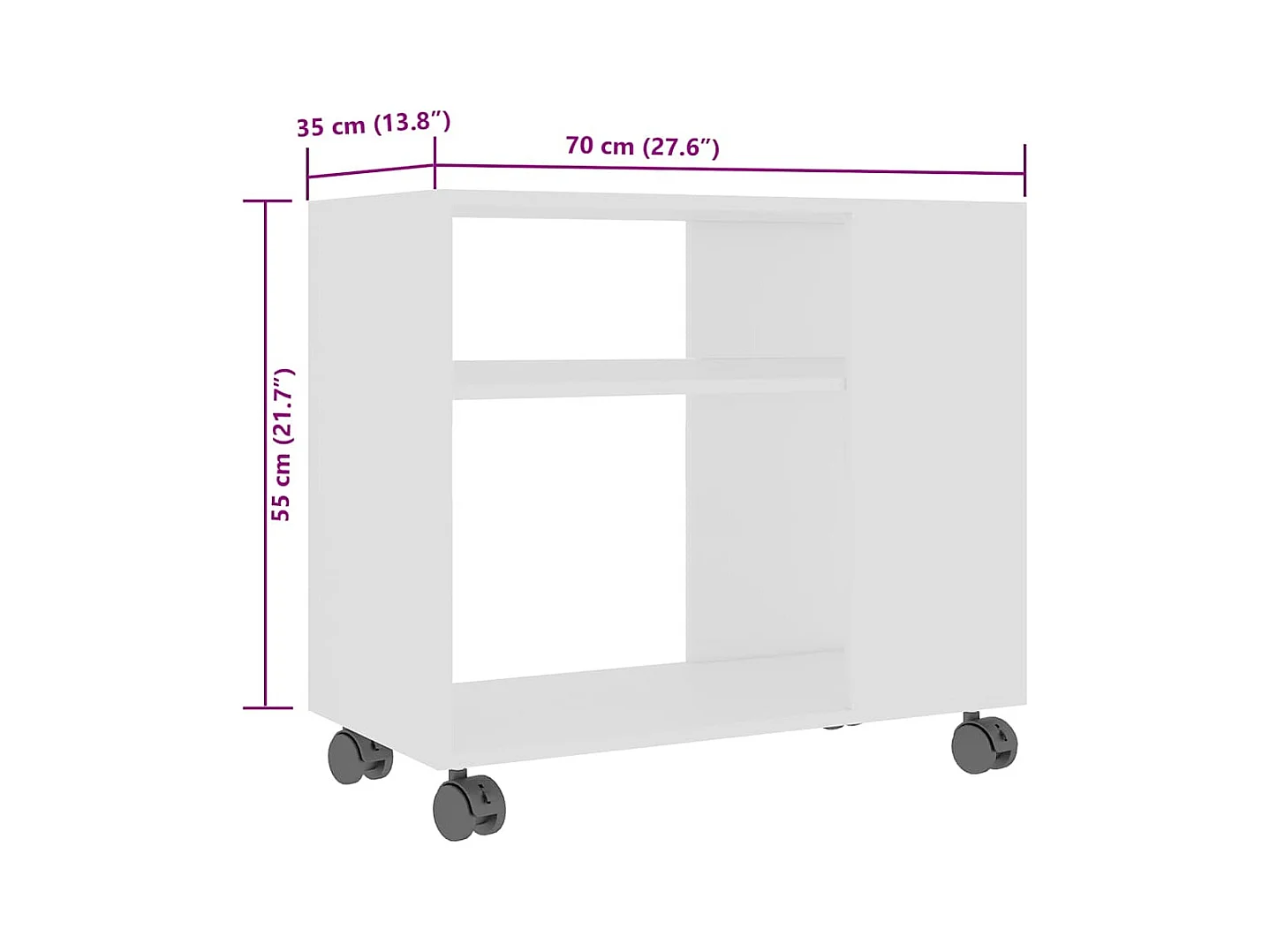 Table d'appoint Blanc 70x35x55 cm Bois d'ingénierie