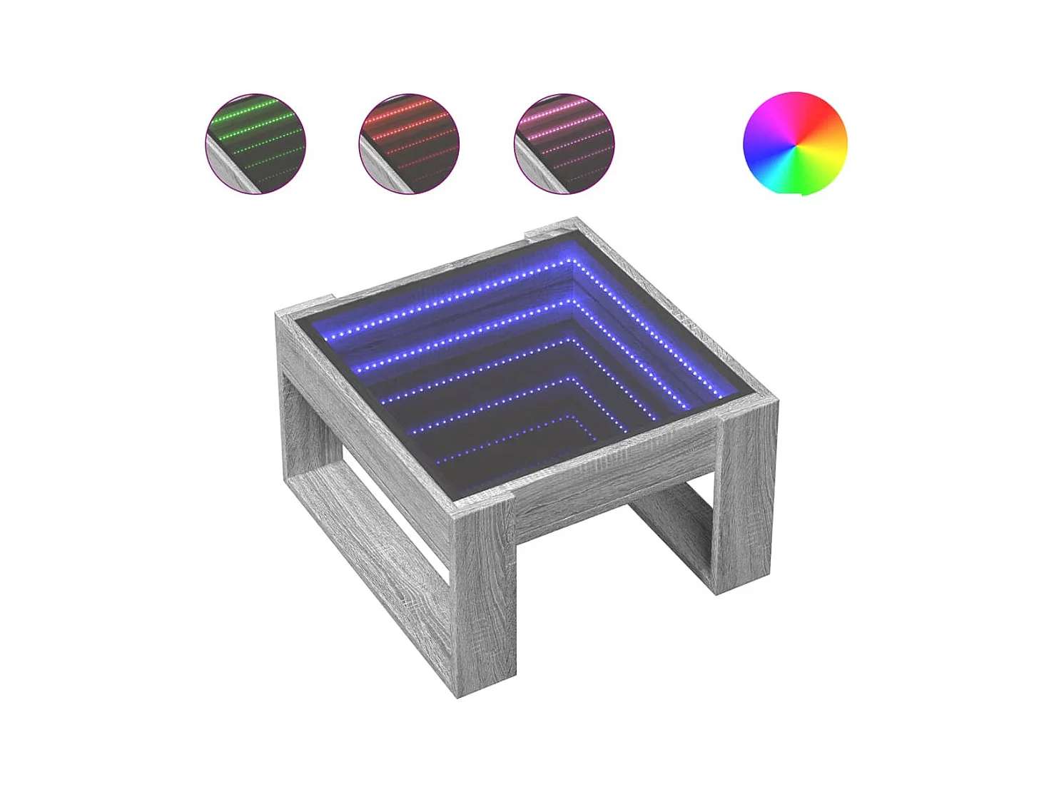 Sonoma grijze infinity LED salontafel 50x53x30 cm