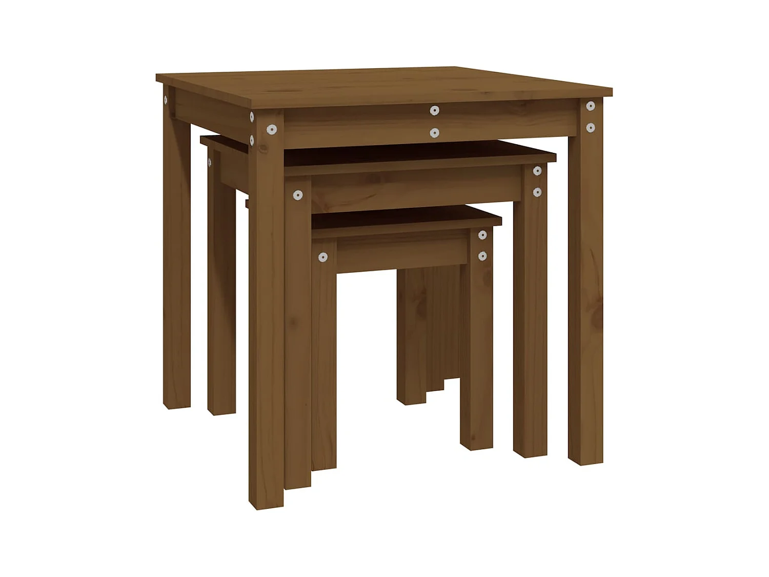 Bijzettafels 3 stuks Honingbruin Massief grenenhout