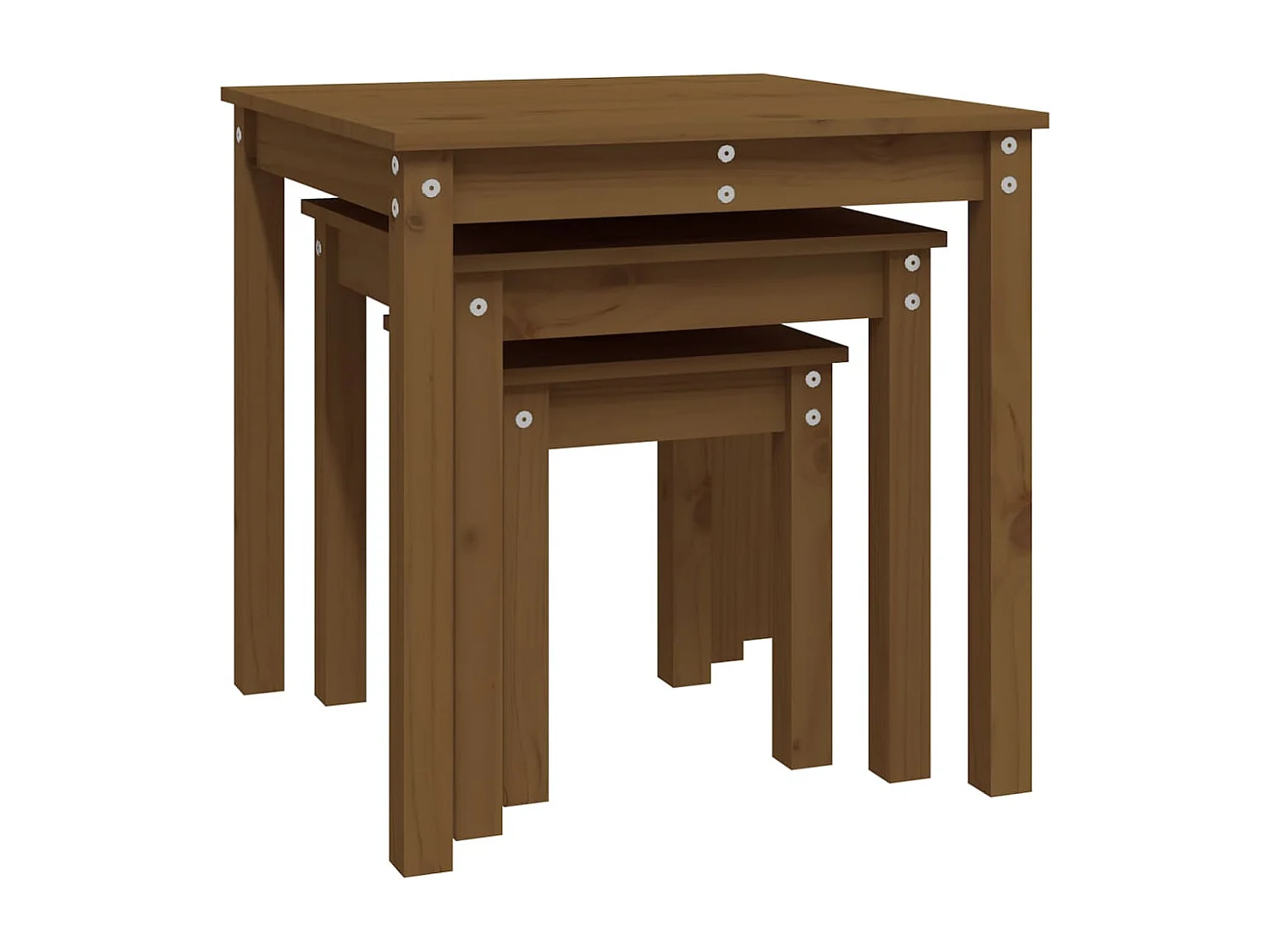 Tables gigognes 3 pcs Marron miel Bois de pin massif