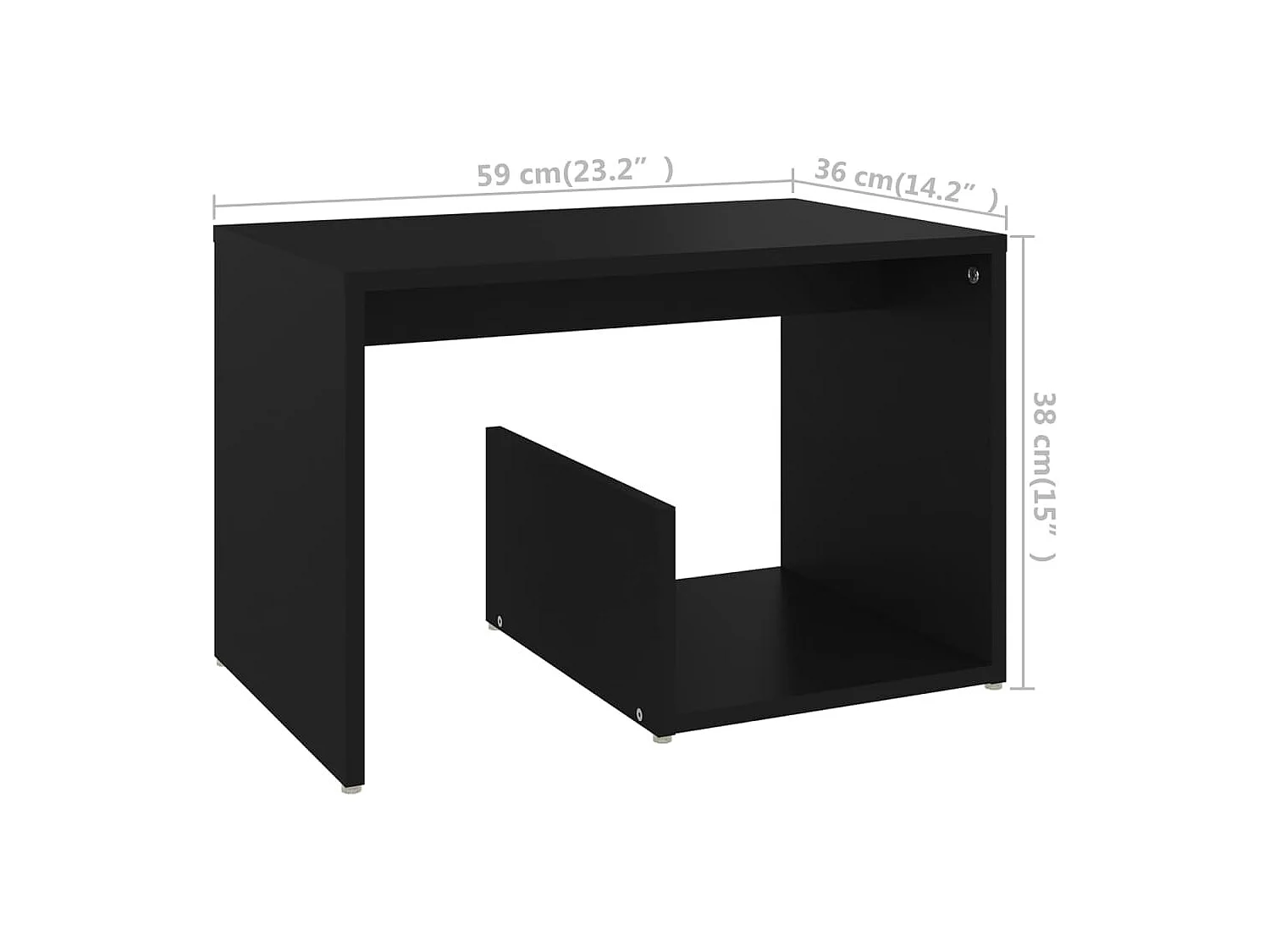 Tavolino nero 59x36x38 cm in legno ingegnerizzato