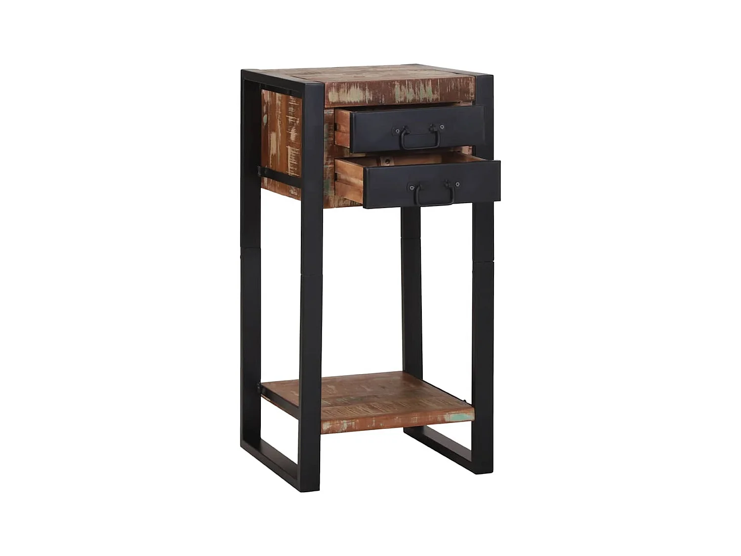 Table d'appoint avec tiroir Multicolore Bois récupéré massif