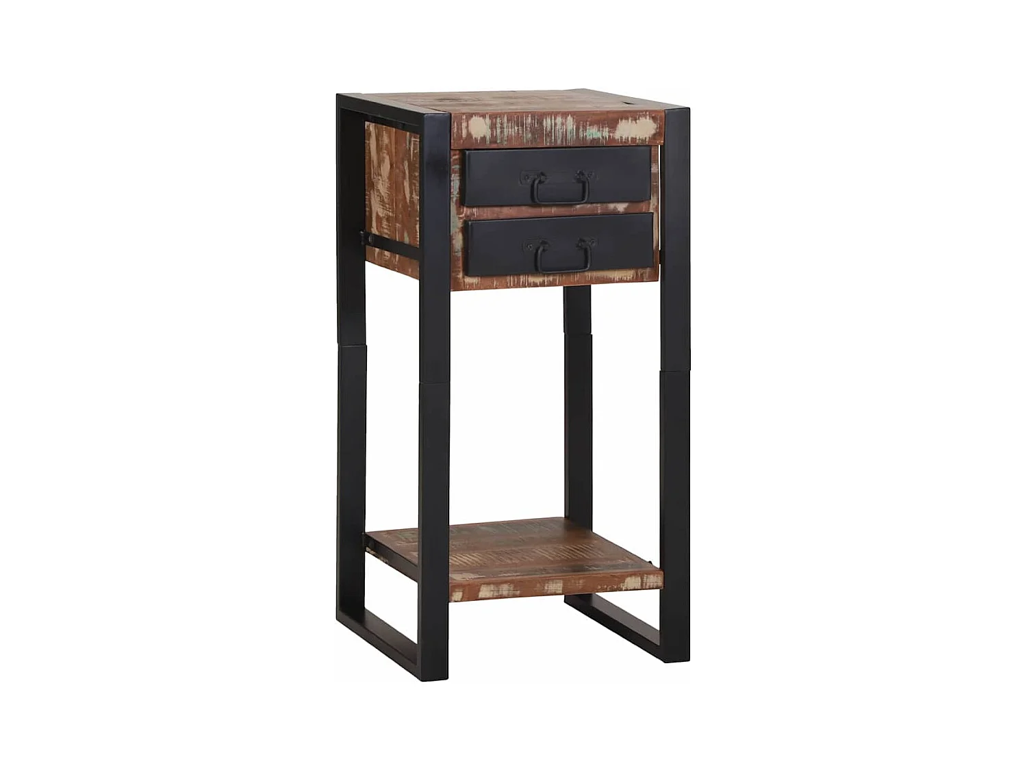 Table d'appoint avec tiroir Multicolore Bois récupéré massif