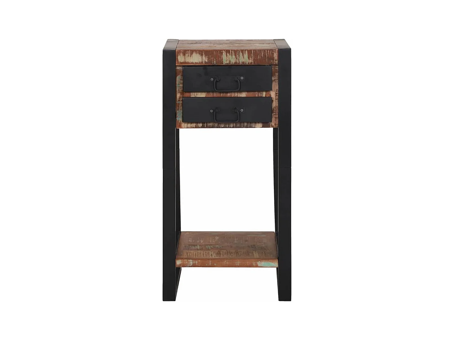 Table d'appoint avec tiroir Multicolore Bois récupéré massif