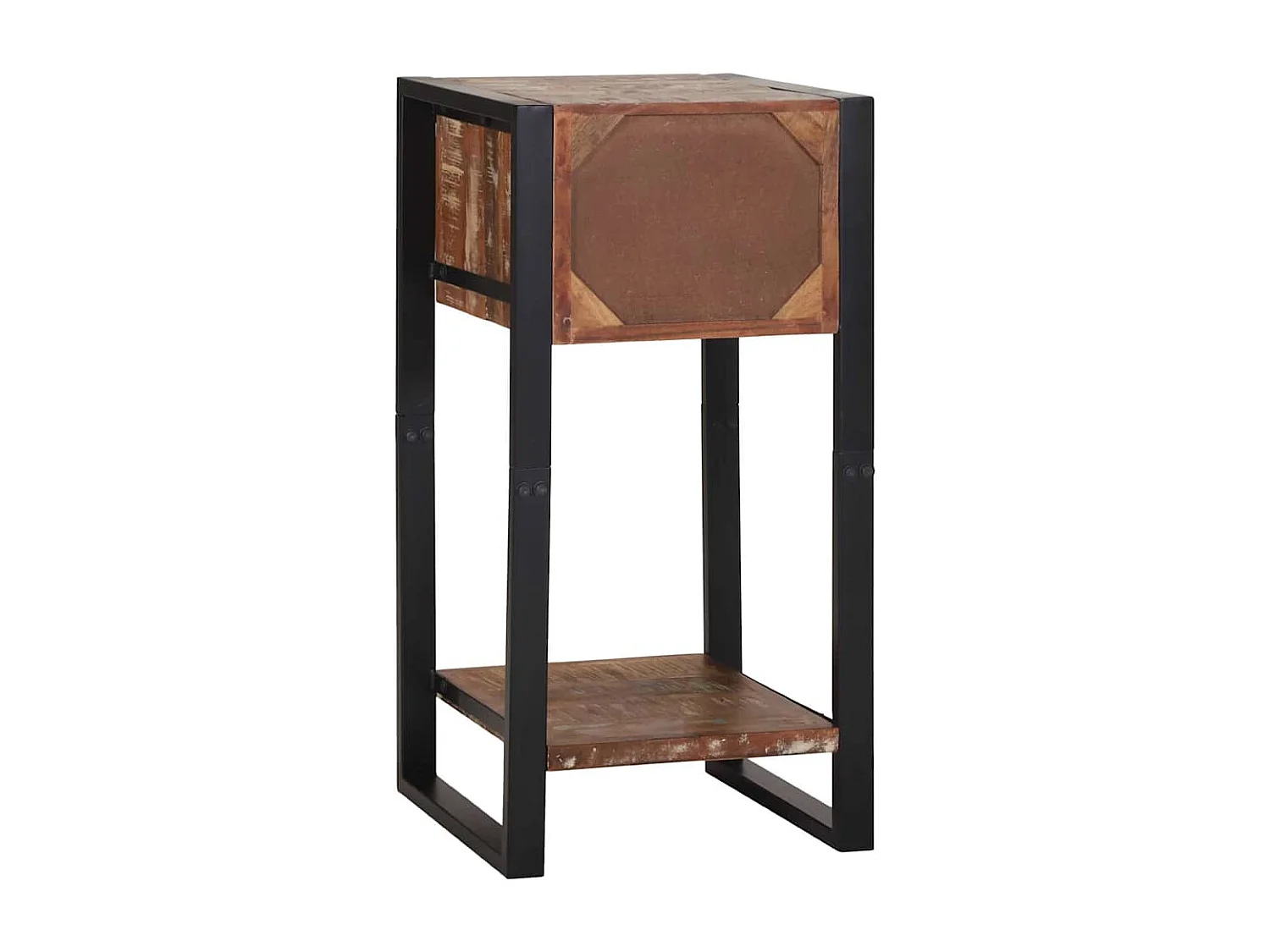 Table d'appoint avec tiroir Multicolore Bois récupéré massif