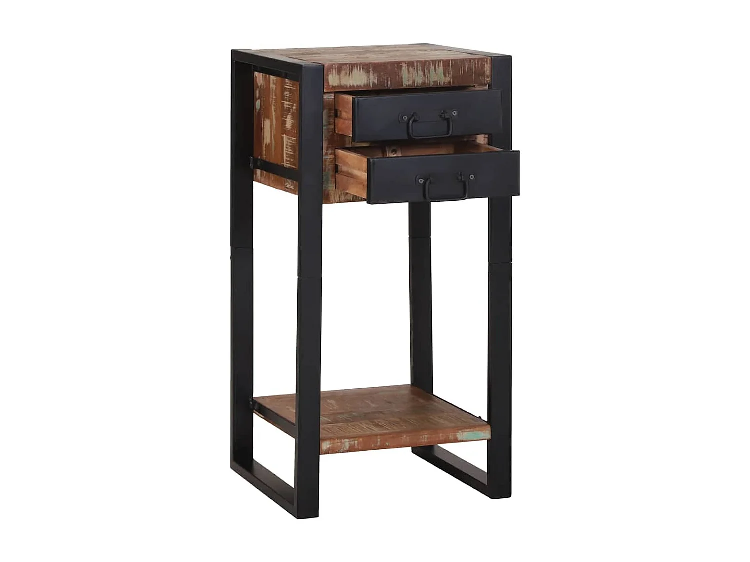 Table d'appoint avec tiroir Multicolore Bois récupéré massif