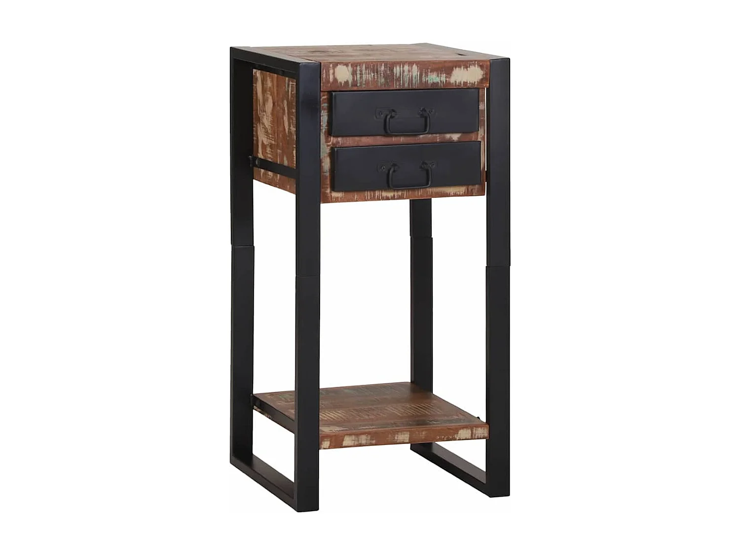 Table d'appoint avec tiroir Multicolore Bois récupéré massif