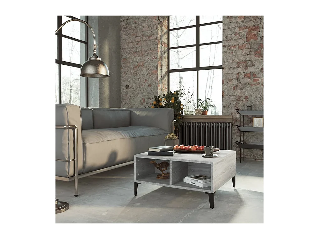 Tavolino Sonoma grigio 60x60x30 cm in legno ingegnerizzato