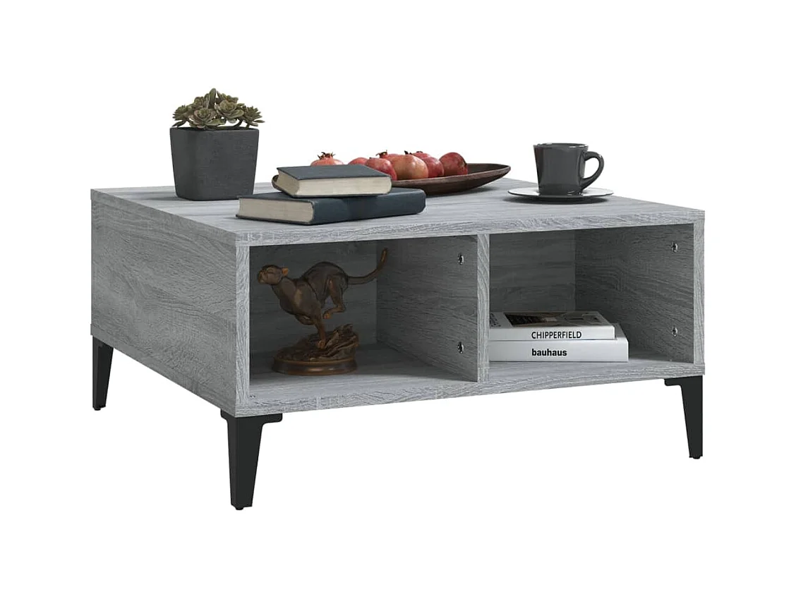 Tavolino Sonoma grigio 60x60x30 cm in legno ingegnerizzato