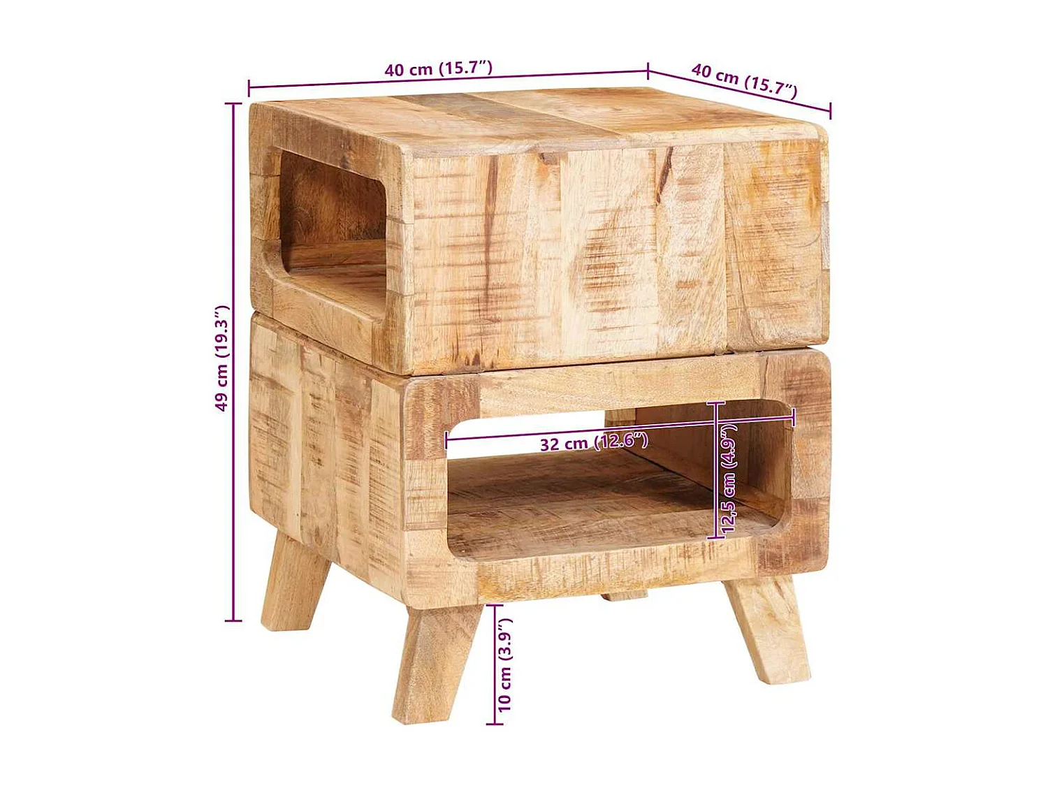 Mesas auxiliares Marrón 40 x 40 x 49 cm madera maciza de mango