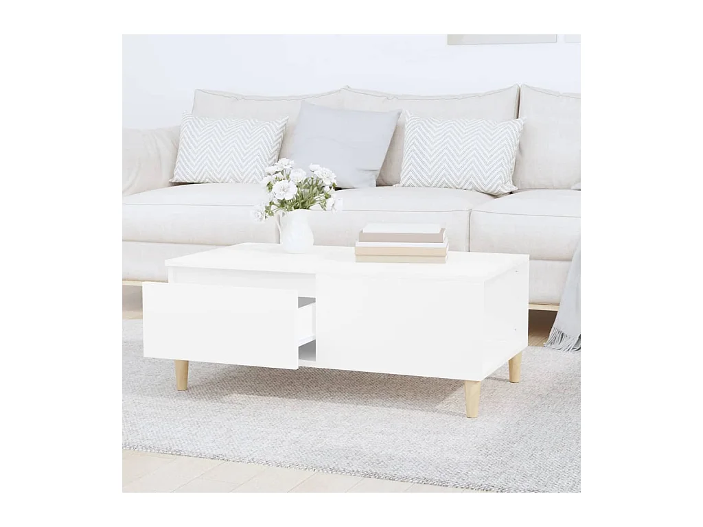 Table basse Blanc 90x50x36,5 cm Bois d'ingénierie