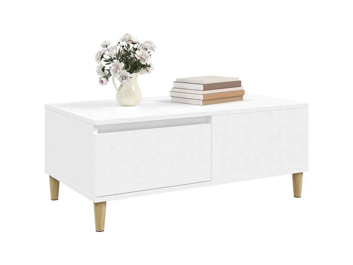 Table basse Blanc 90x50x36,5 cm Bois d'ingénierie