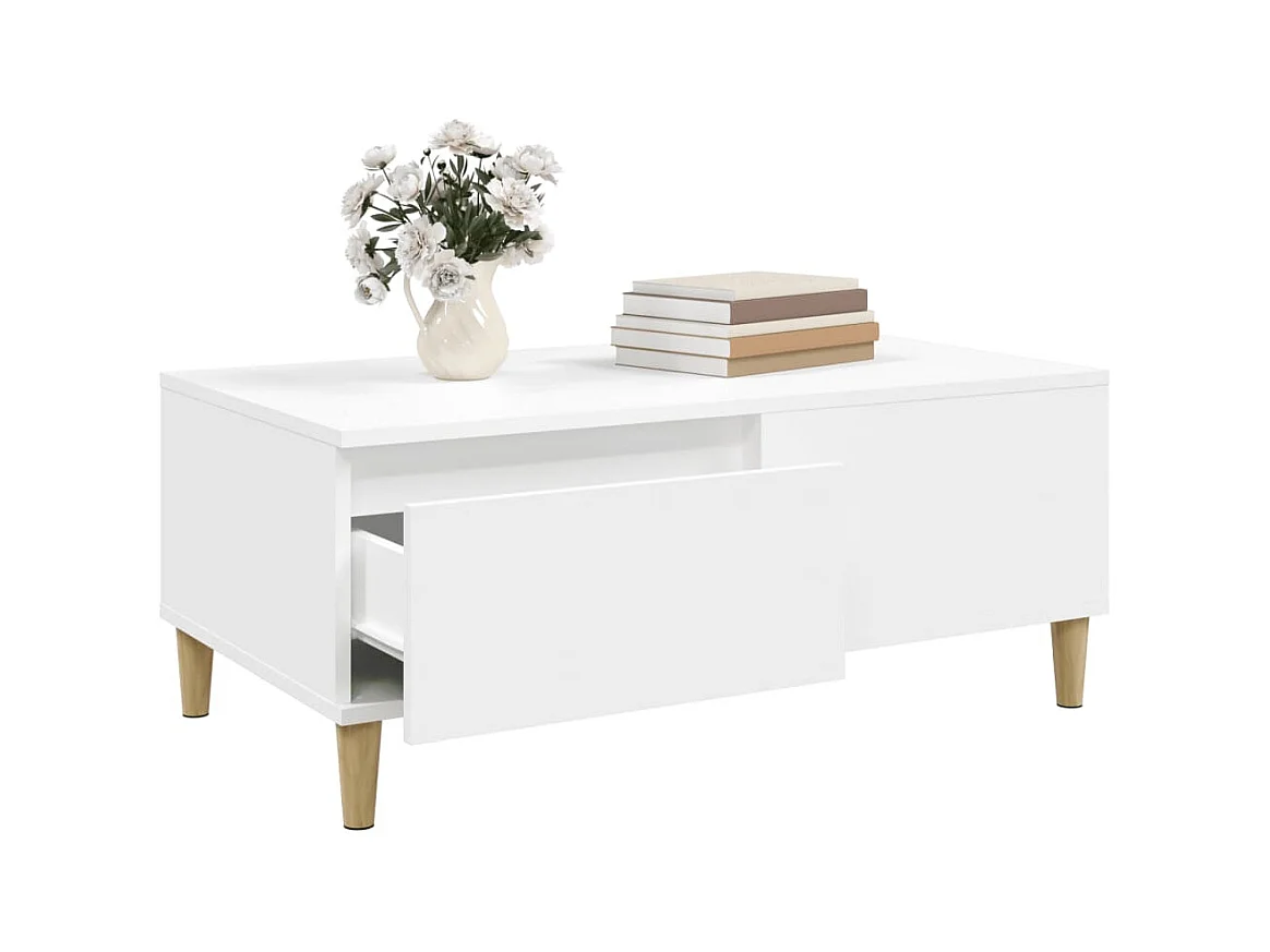 Table basse Blanc 90x50x36,5 cm Bois d'ingénierie