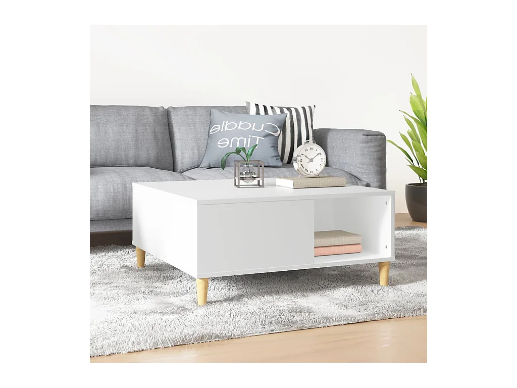 Witte salontafel 80x80x36,5 cm bewerkt hout