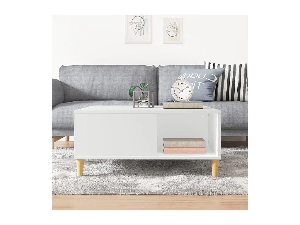 Witte salontafel 80x80x36,5 cm bewerkt hout