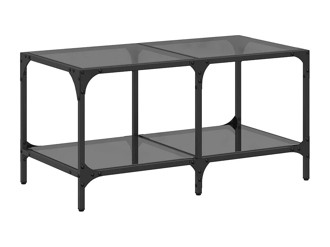 Tavolino con piano in vetro nero 78,5x40x40 cm acciaio