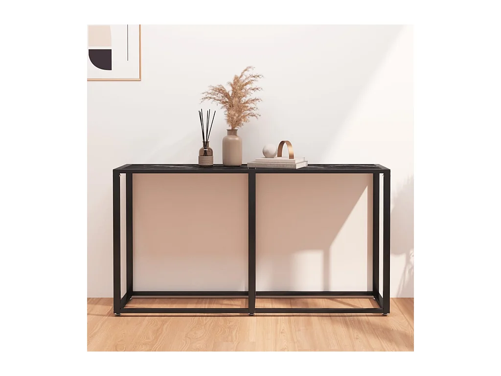 Consoletafel Zwart marmer 140x35x75,5 cm Gehard glas