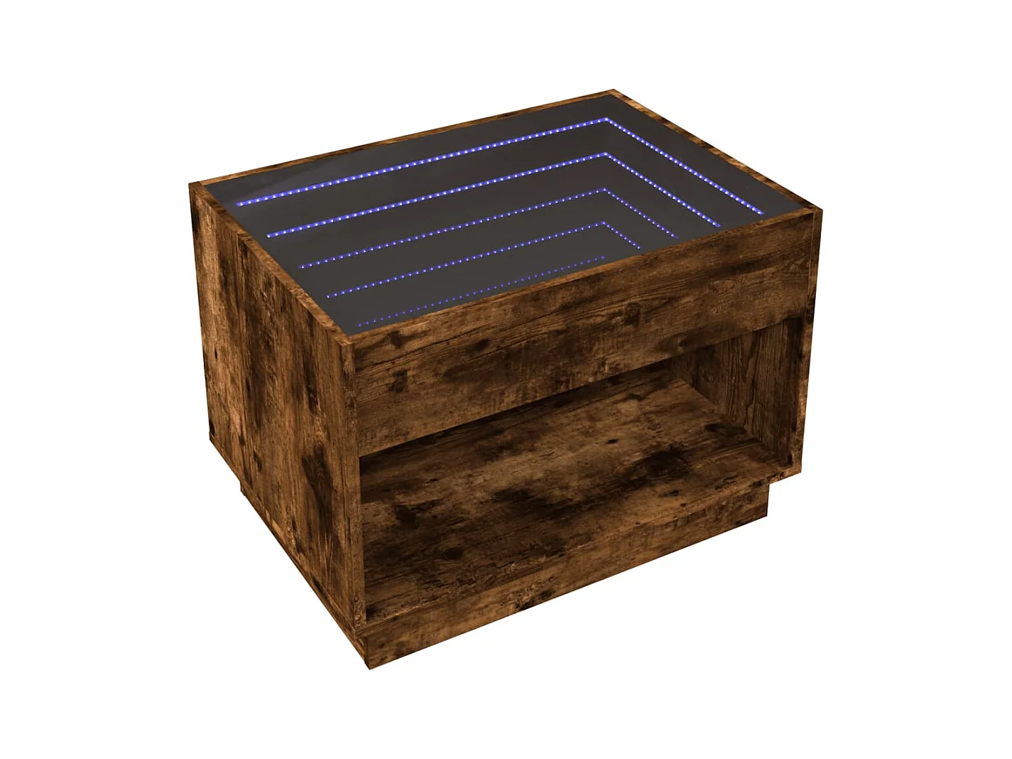 Salontafel met oneindige LED gerookt eiken 70x50x50 cm