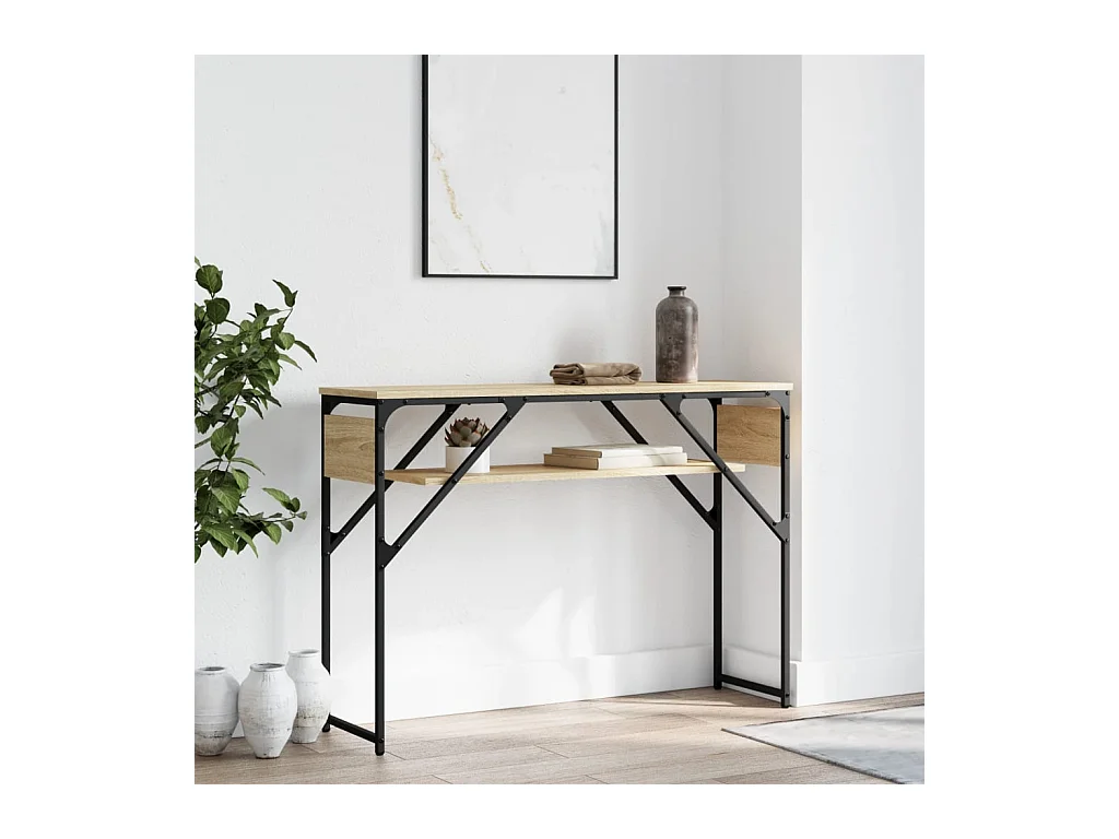 Tavolo consolle con ripiano in rovere Sonoma 105x30x75 cm