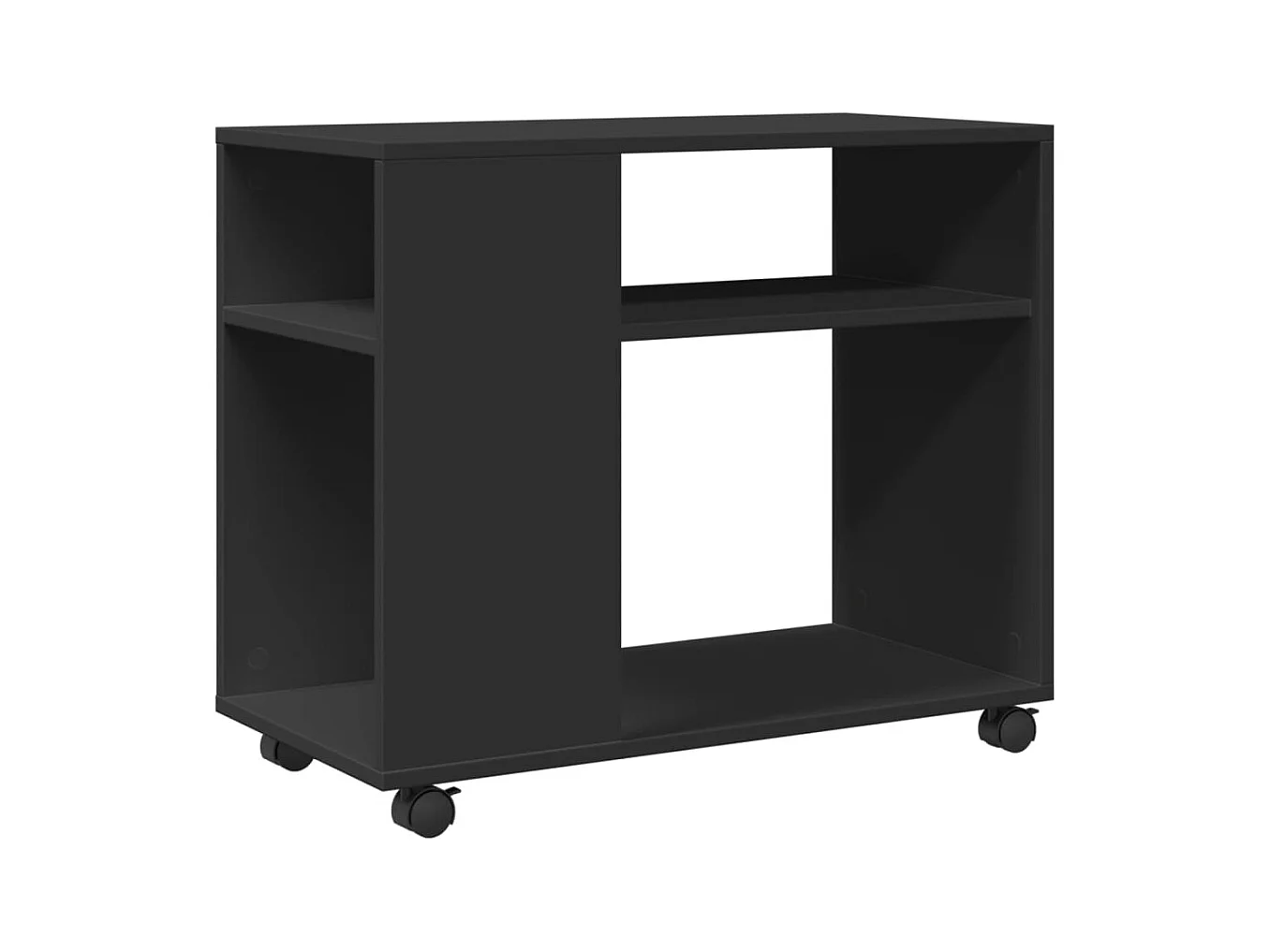 Beistelltisch mit Rollen schwarz 70x35x60 cm Holzwerkstoff