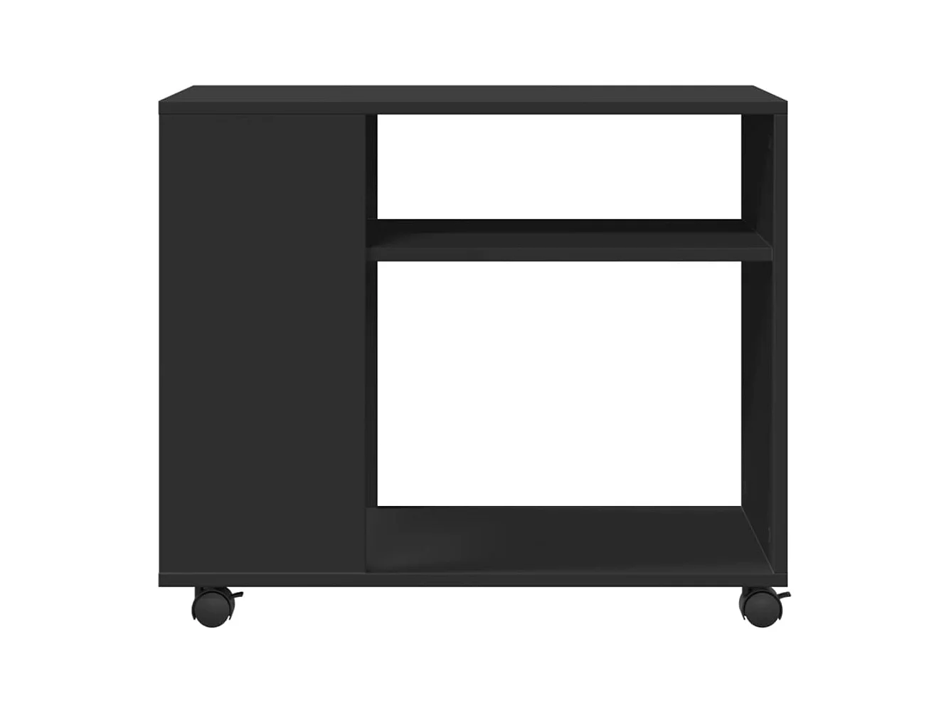 Beistelltisch mit Rollen schwarz 70x35x60 cm Holzwerkstoff