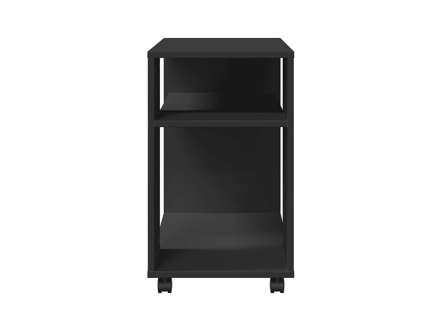 Beistelltisch mit Rollen schwarz 70x35x60 cm Holzwerkstoff