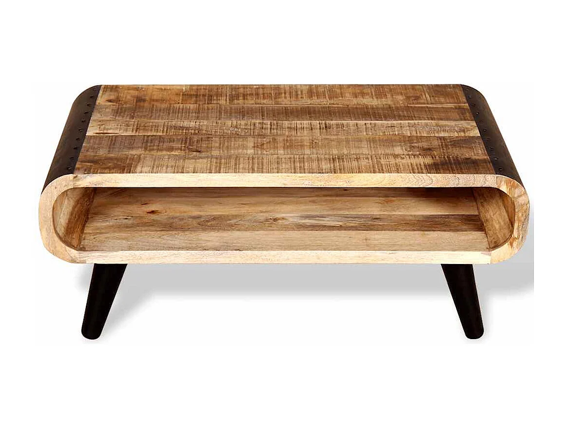 Tavolino da caffè in legno di mango grezzo 90x55x39 cm