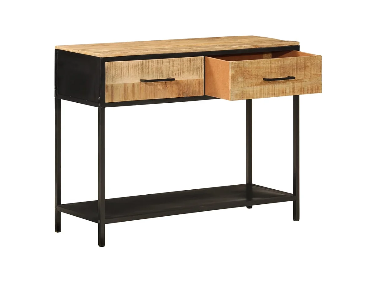 Tavolo consolle 100x35x76 cm in legno massello di mango e ferro