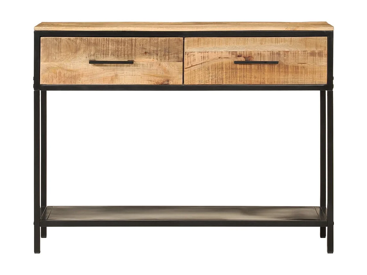 Consoletafel 100x35x76 cm massief mangohout en ijzer