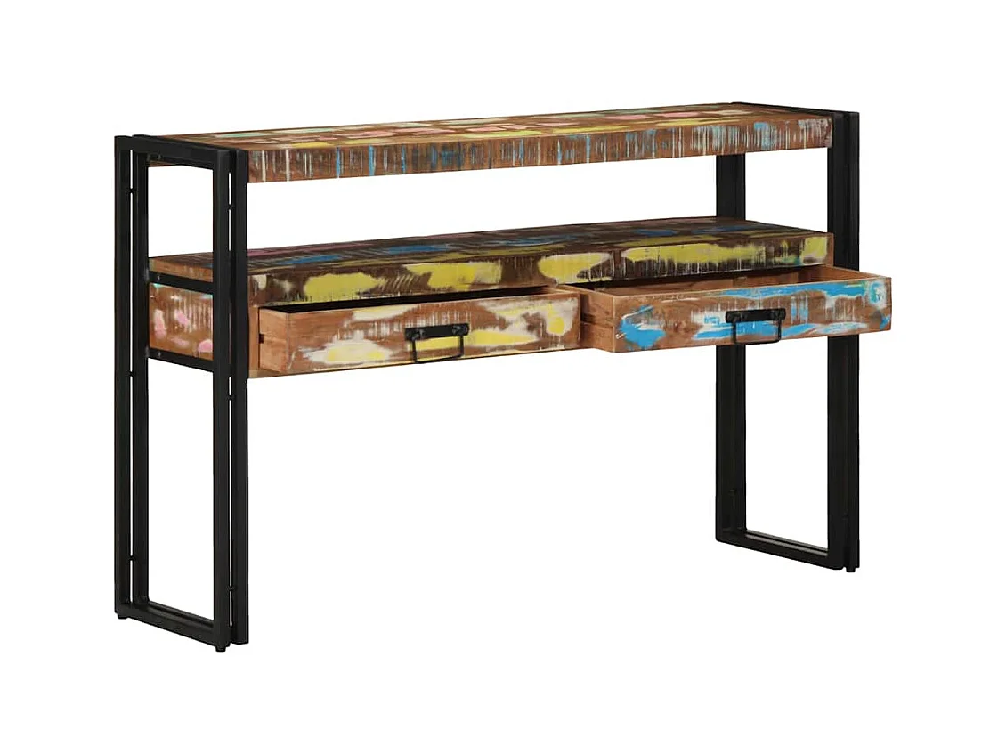 Table console 120 x 33 x 75 cm bois de récupération massif