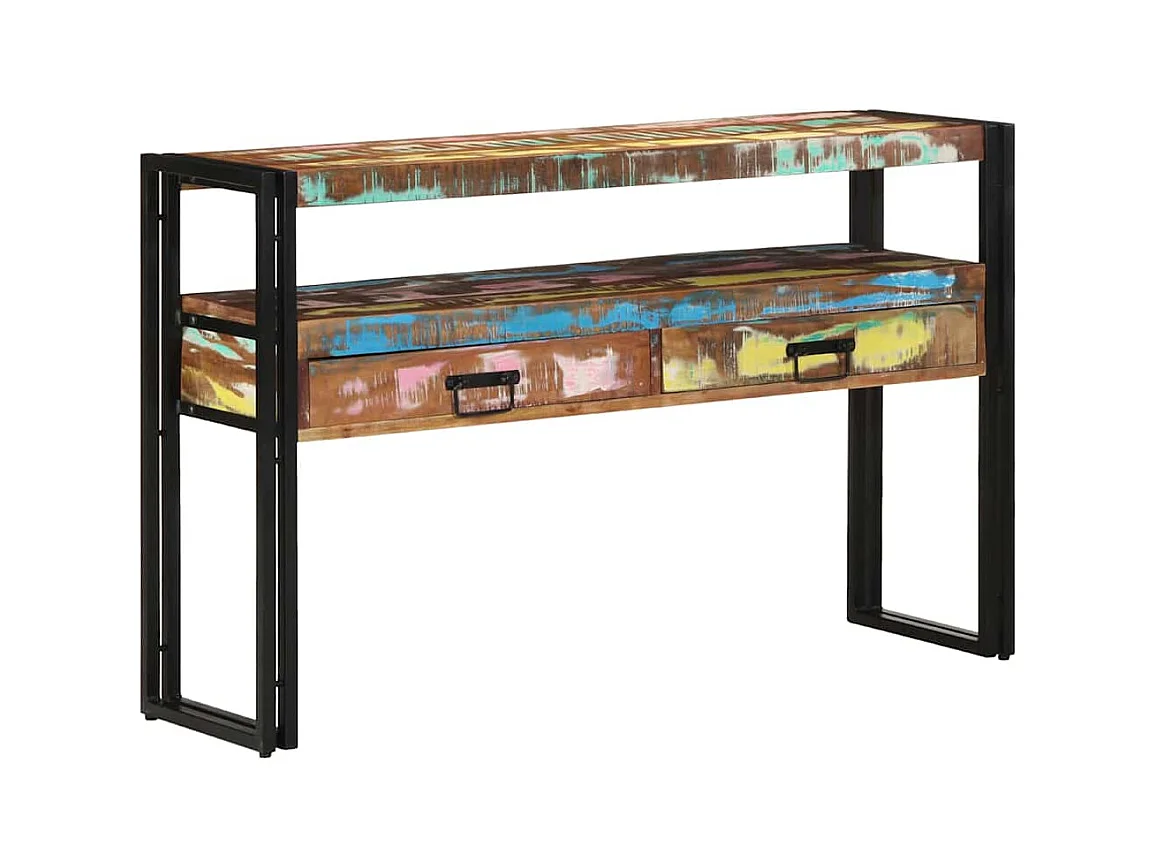 Table console 120 x 33 x 75 cm bois de récupération massif