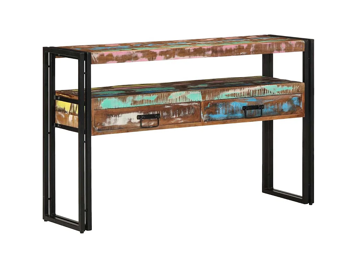 Table console 120 x 33 x 75 cm bois de récupération massif