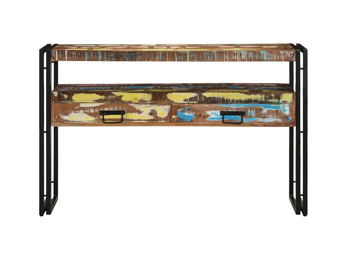 Table console 120 x 33 x 75 cm bois de récupération massif