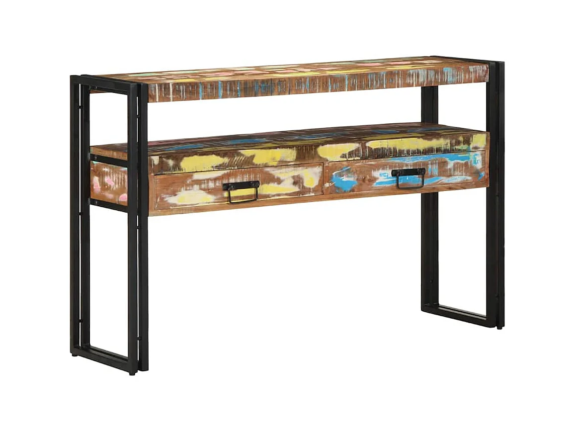 Table console 120 x 33 x 75 cm bois de récupération massif