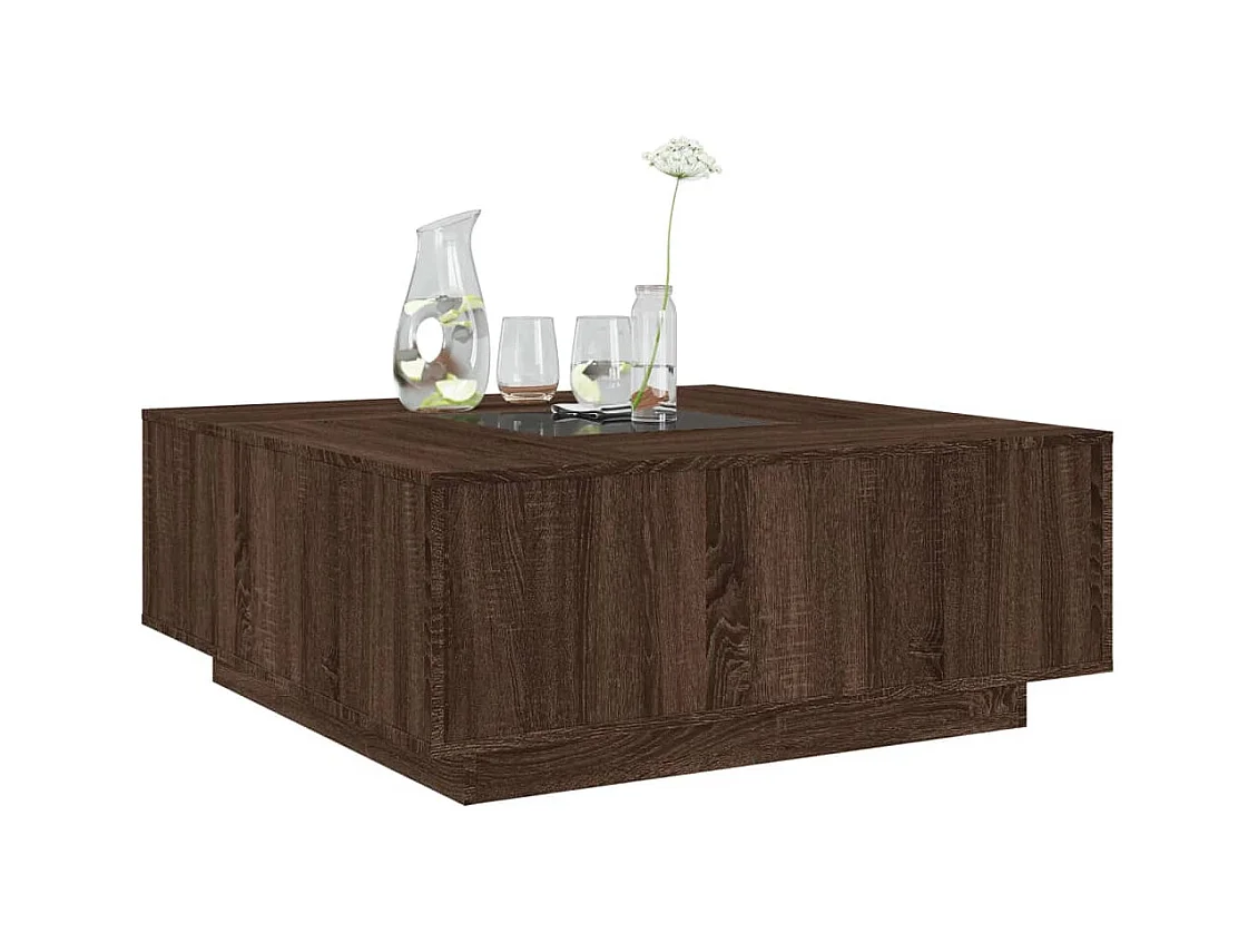 Table basse avec LED infini chêne marron 100x100x40 cm