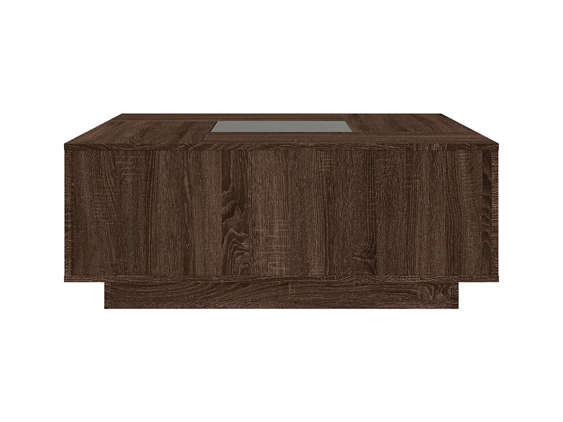Table basse avec LED infini chêne marron 100x100x40 cm