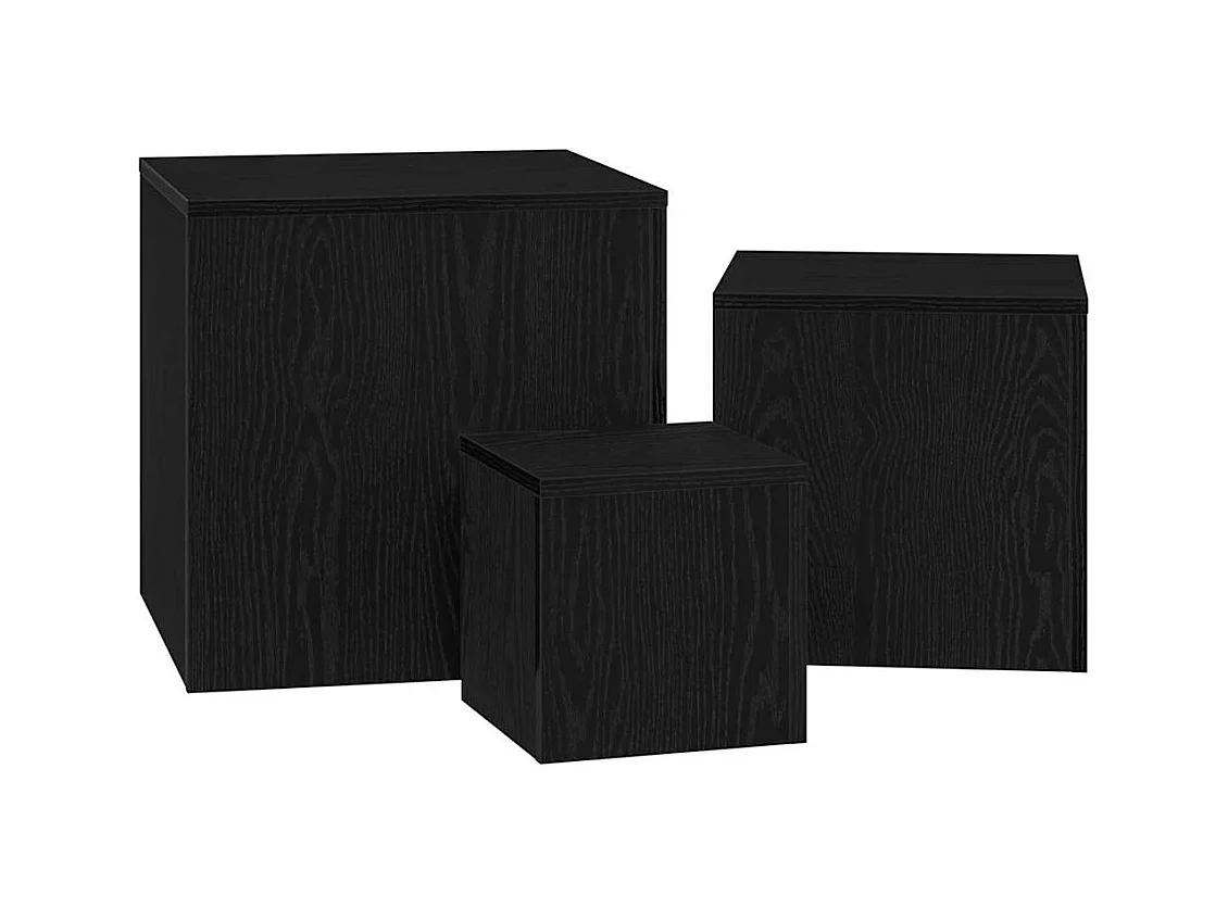 Tavolino impilabile 3 pezzi Rovere nero 45 x 45 x 45 cm