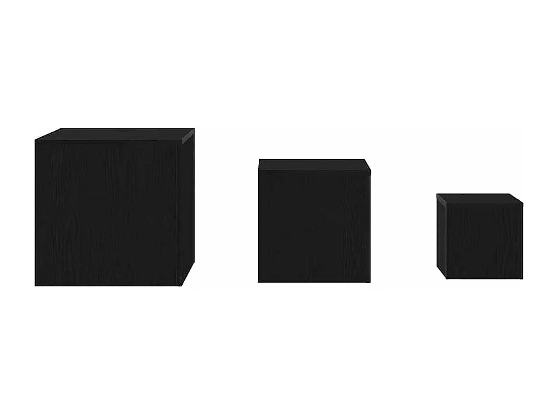 Tavolino impilabile 3 pezzi Rovere nero 45 x 45 x 45 cm