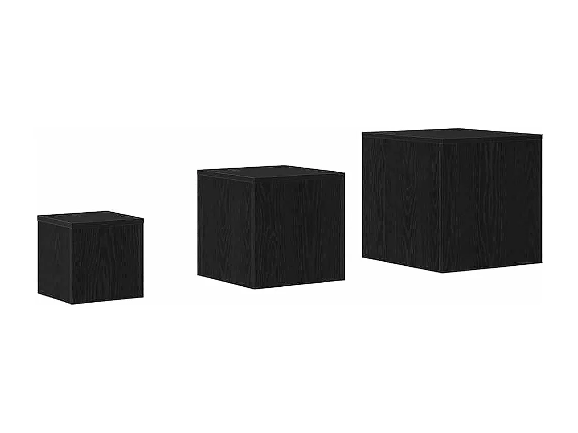 Tavolino impilabile 3 pezzi Rovere nero 45 x 45 x 45 cm