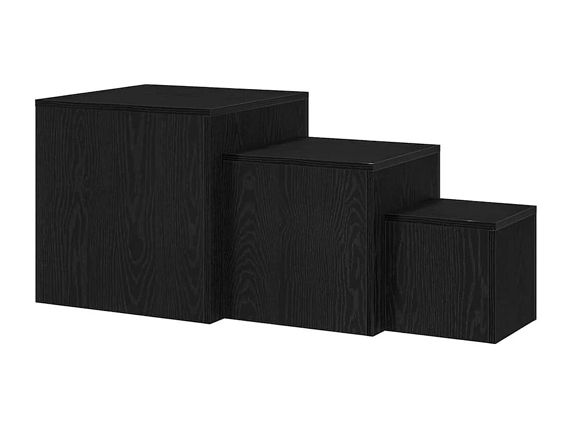 Satztisch 3-tlg. Eiche schwarz 45 x 45 x 45 cm