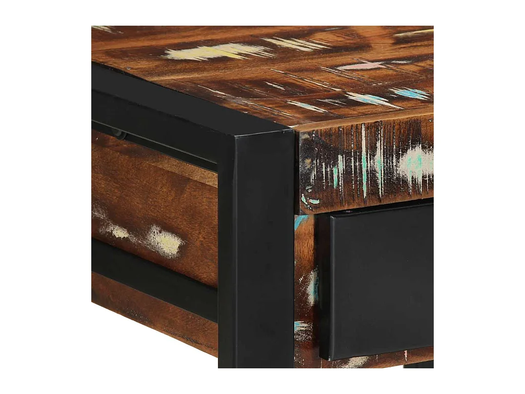 Tavolino laterale multicolore 40x40x50cm in legno massello di recupero