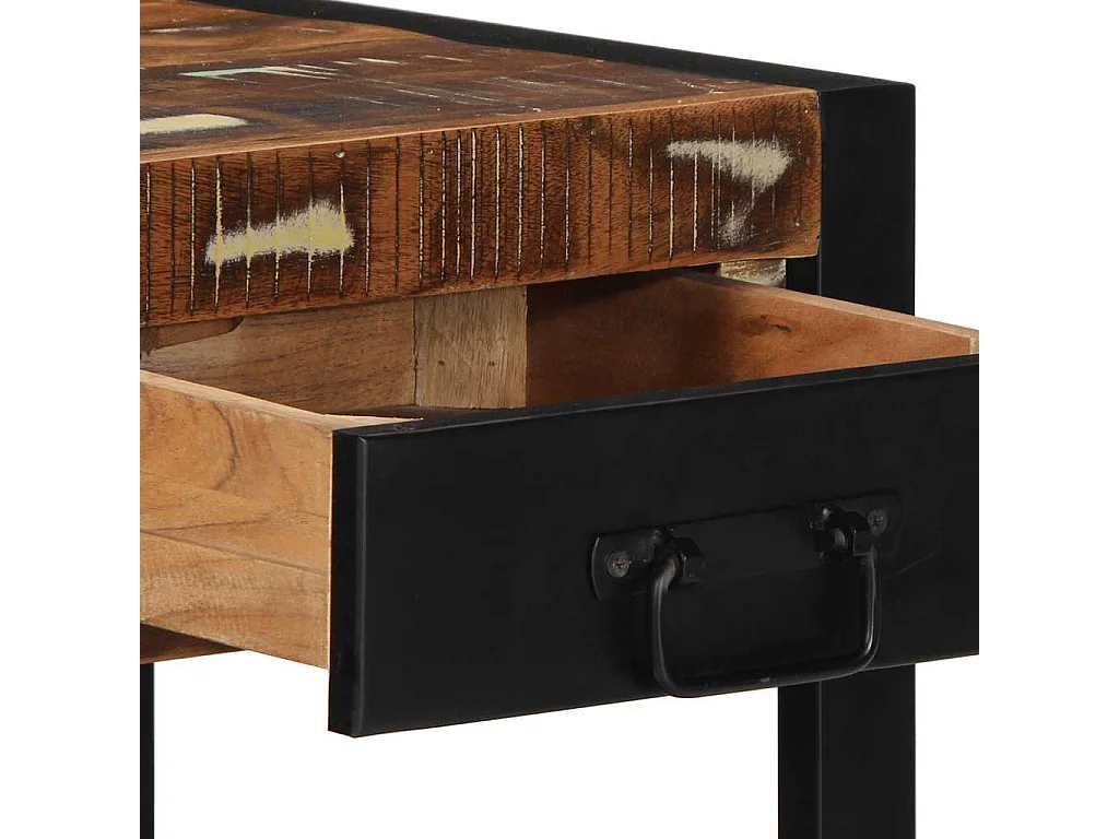 Tavolino laterale multicolore 40x40x50cm in legno massello di recupero