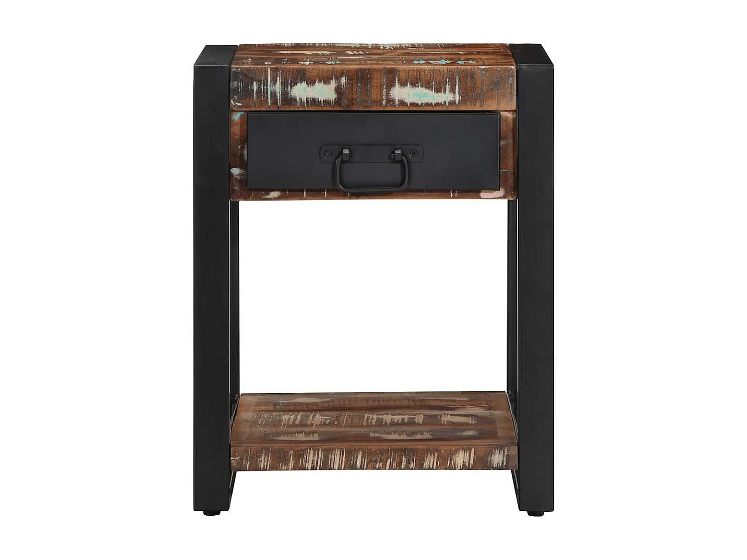 Table d'appoint multicolore 40x40x50cm bois récupération massif