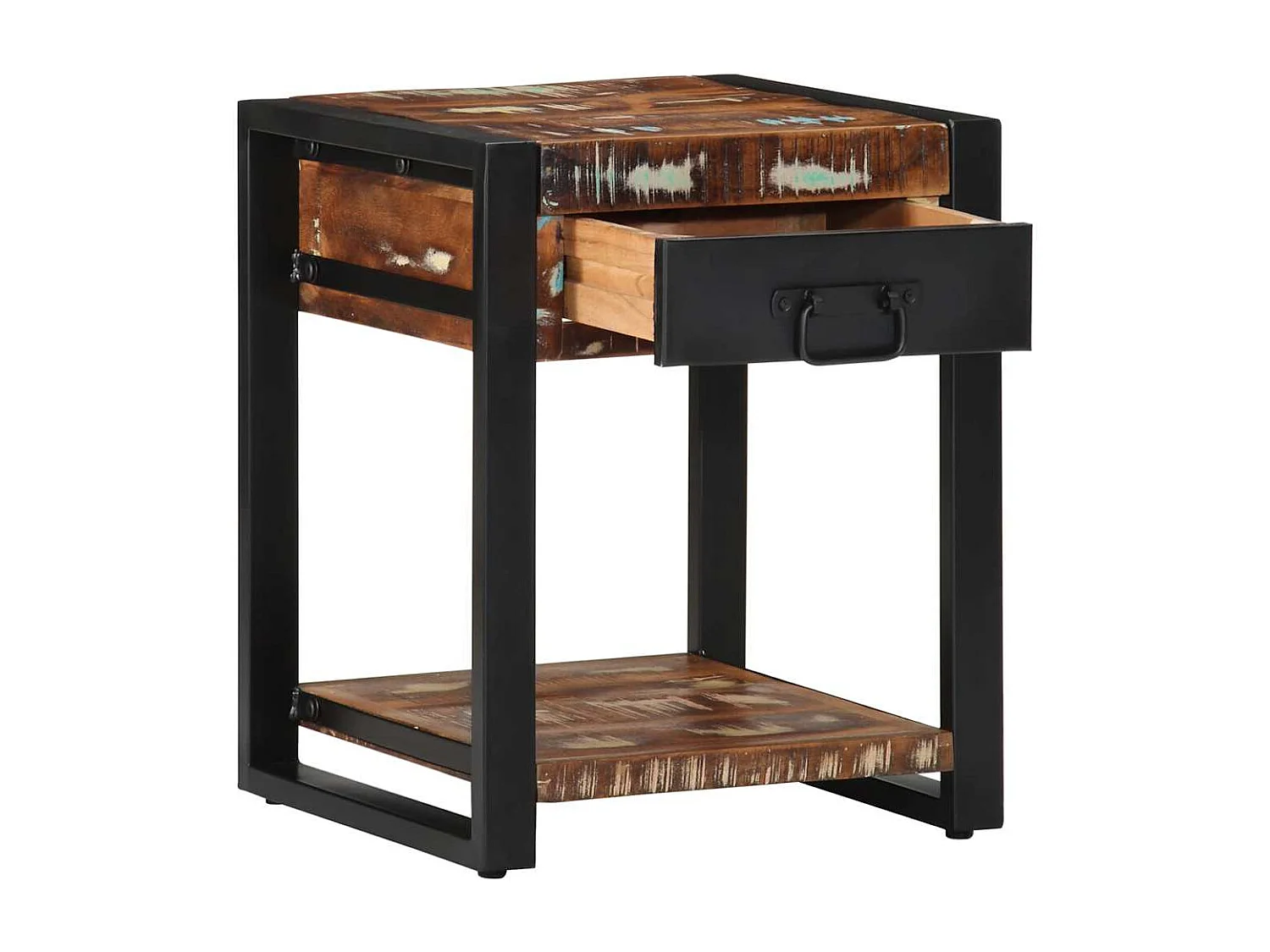 Table d'appoint multicolore 40x40x50cm bois récupération massif