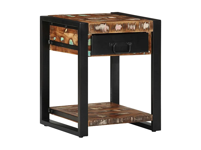 Meerkleurige bijzettafel 40x40x50cm massief gerecycled hout