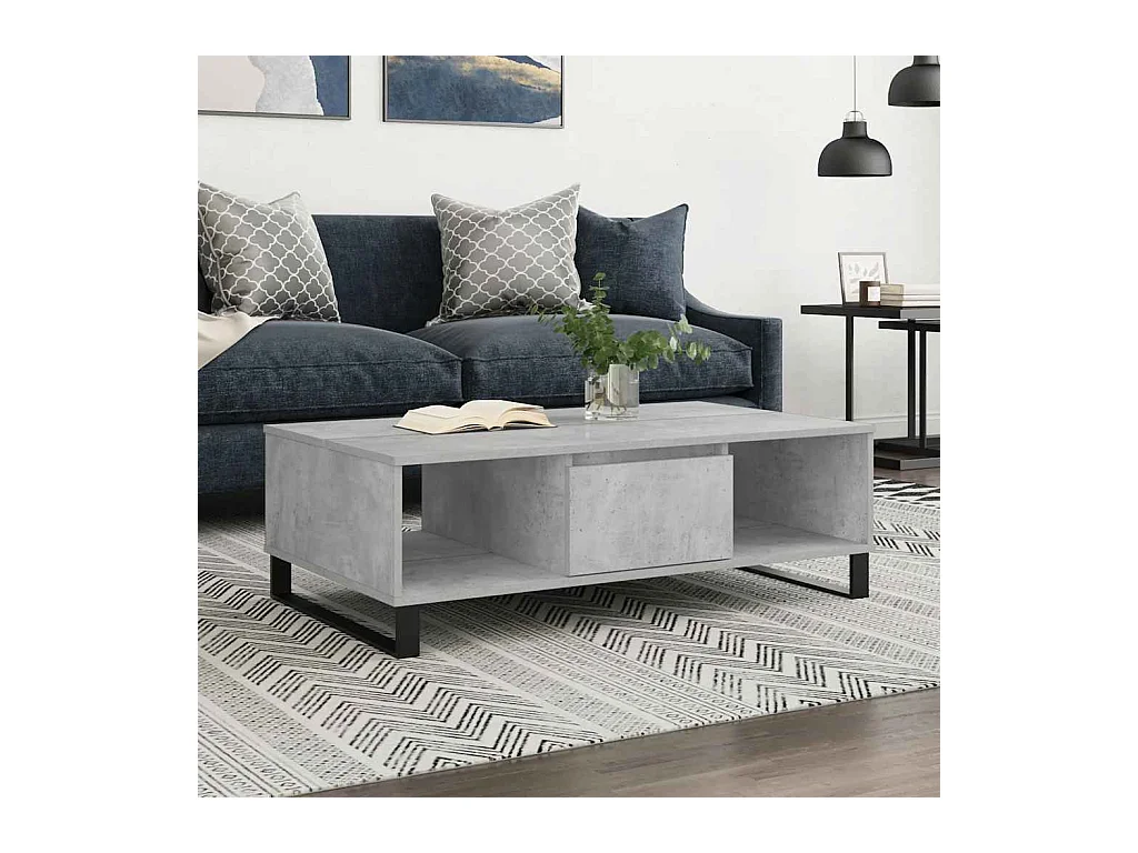 Tavolino da caffè grigio cemento 104x60x35 cm in legno ingegnerizzato