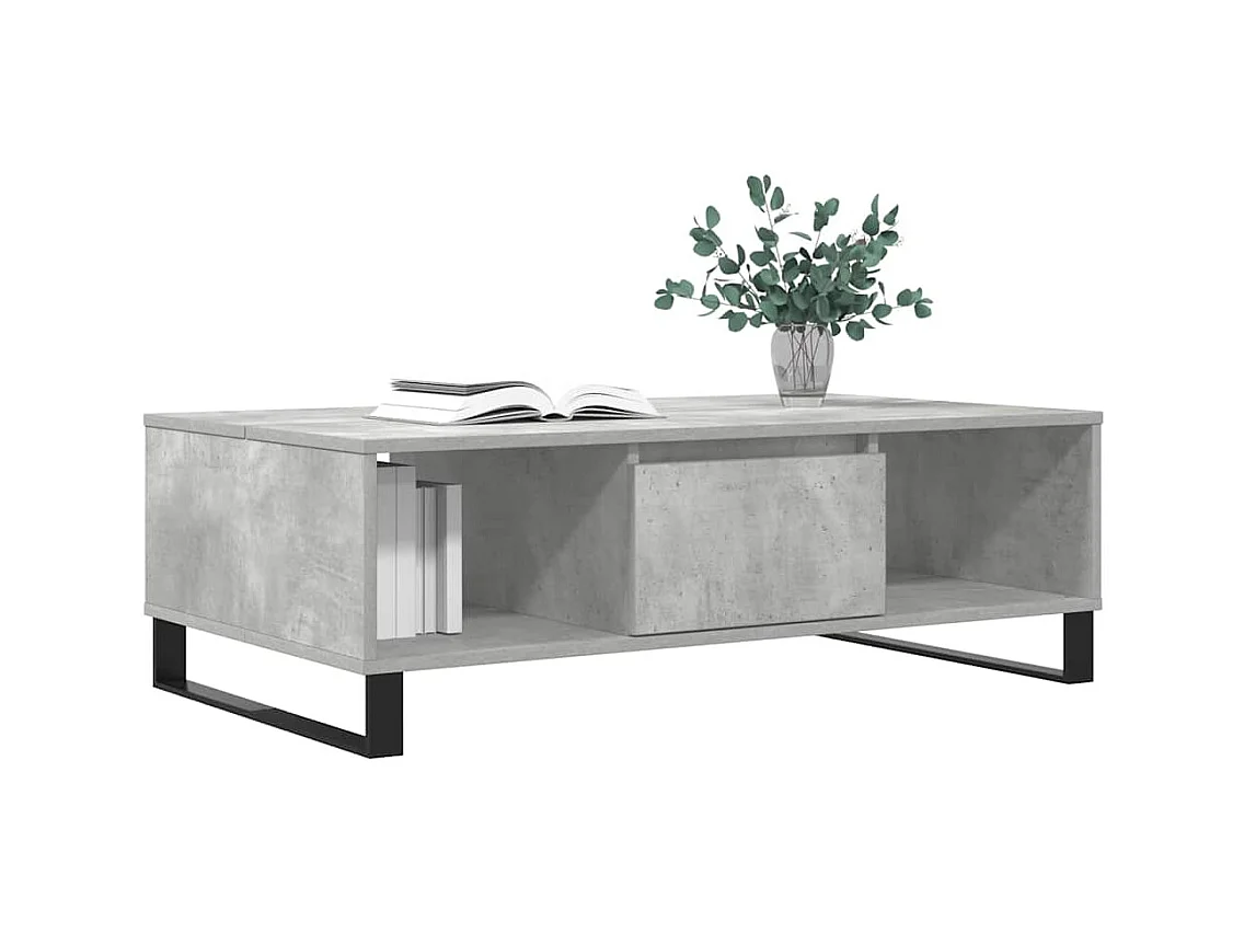 Tavolino da caffè grigio cemento 104x60x35 cm in legno ingegnerizzato