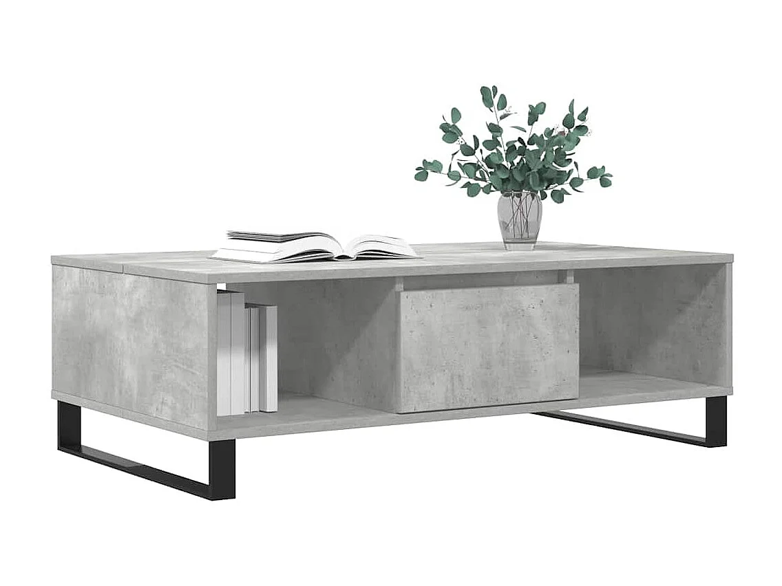 Table basse gris béton 104x60x35 cm bois d'ingénierie