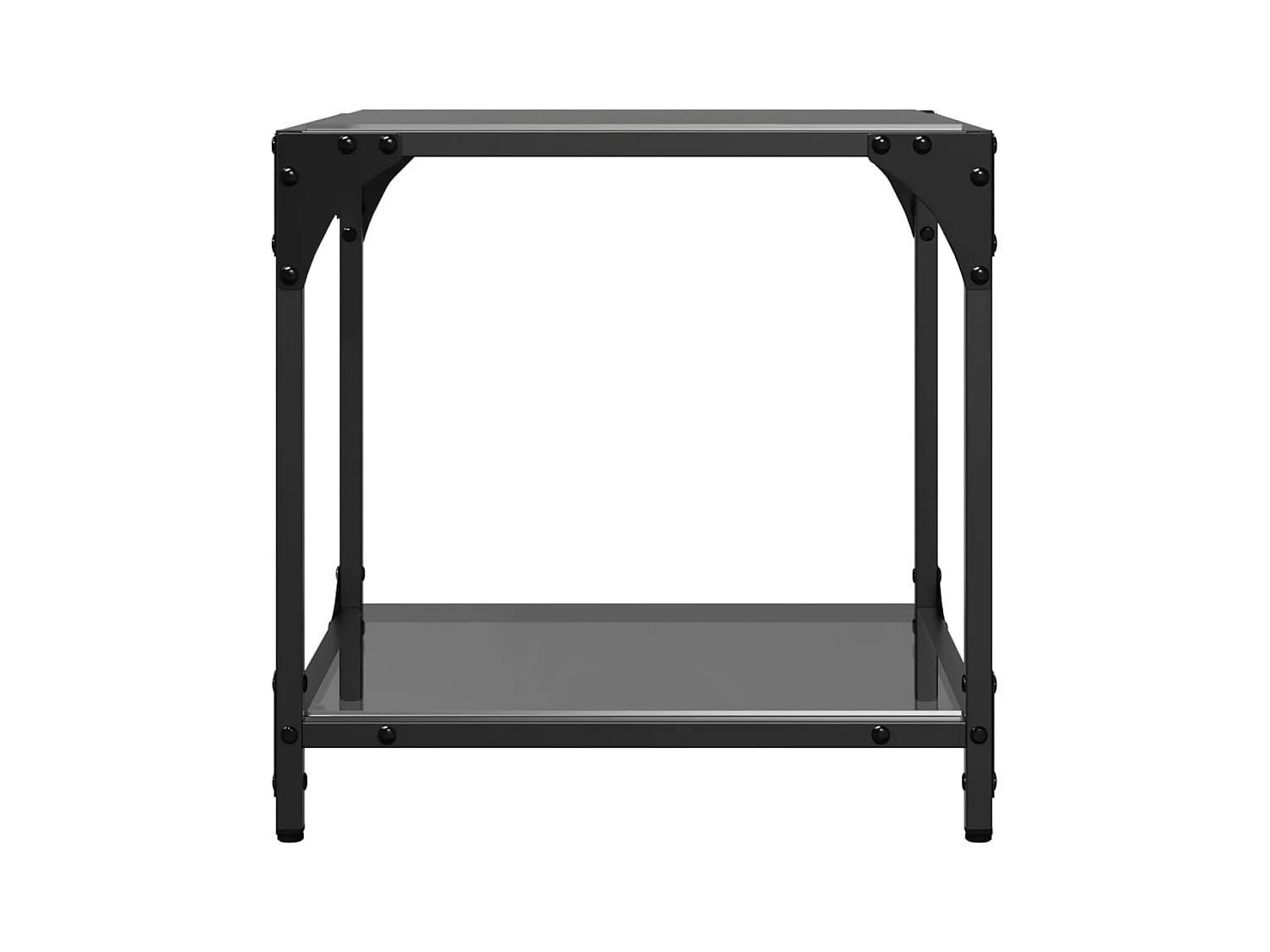 Salontafels met zwart glazen blad 2 stuks 40x40x40 cm staal