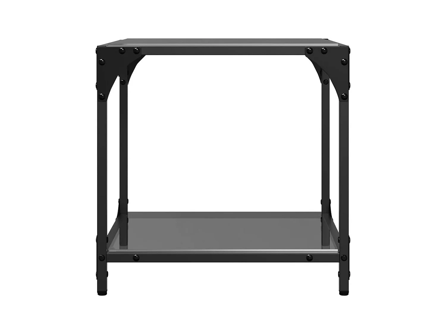 Salontafels met zwart glazen blad 2 stuks 40x40x40 cm staal